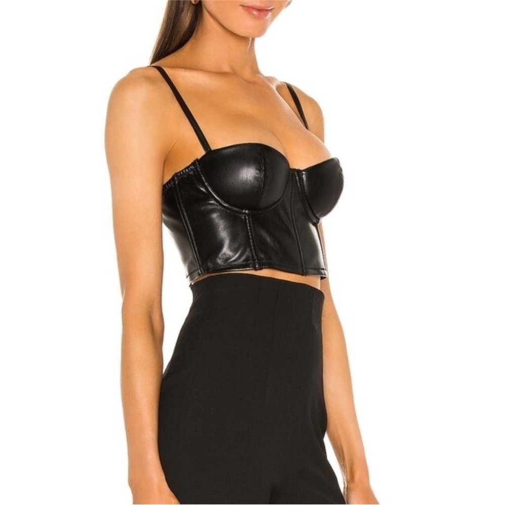Fleur du Mal Black Sleeveless Bustier Crop Top